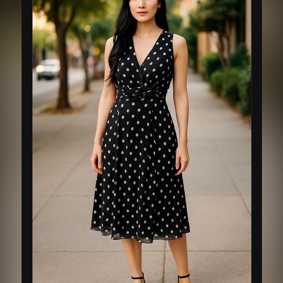Tramp Dresses & Skirts - Black and light grey Sleeveless V-Neck Midi Dress size Large